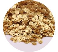 Anevous 1 x 1000 Pieces Sequins for Sew-on, Round Sequins for Crafts, 6 mm Loose Embroidery Spangles, Glitter Sequins for DIY Crafts Making, Gold