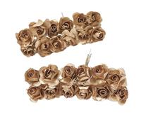Anevous 1 x Artificial Rose Paper, Artificial Rose Heads, Mini Rose Paper Flower, Small Rose Petal with Stem for Crafts, Mini Flowers Decoration for DIY Party, Wedding, Bridal Bouquet Decoration, Gold