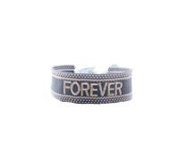 Anevous 1 x Hand-Woven Embroidered Fabric Bracelet with Letters and Tassels, 2 cm Wide Friendship Bracelet, Partner Band for Couples, Best Friends, Cheerleader Team, Boho Textile Bracelet, Forever