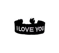 Anevous 1 x Hand-Woven Embroidered Fabric Bracelet with Letters and Tassels, 2 cm Wide Friendship Bracelet, Partner Band for Couples, Best Friends, Cheerleader Team, Boho Textile Bracelet, I Love You