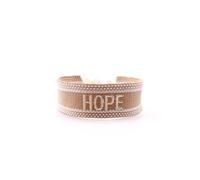Anevous 1 x Hand-Woven Embroidered Fabric Bracelet with Letters and Tassels, 2 cm Wide Friendship Bracelet, Partner Band for Couples, Best Friends, Cheerleader Team, Boho Textile Bracelet, Hope Beige