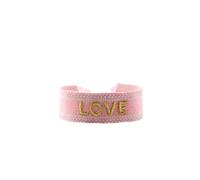 Anevous 1 x Hand-Woven Embroidered Fabric Bracelet with Letters and Tassels, 2 cm Wide Friendship Bracelet, Partner Band for Couples, Best Friends, Cheerleader Team, Boho Textile Bracelet, Love Light