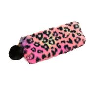 Anevous 1 x Plush Pencil Case, Leopard Pencil Case, Cute School Pencil, Portable Pencil Case for Stationery, Girls, Boys, Work, School, Travel, 20 x 3.5 cm, pink-red
