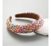 Anevous 1 x Wide Headband Women's with Colourful Beads, Candy Coloured Headband, Wide Padded, Fashionable Headband for Make-Up and Face Care, Hair Accessories for Everyday, Party and Styling