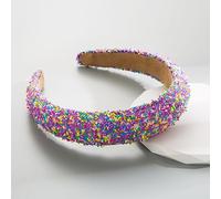 Anevous 1 x Wide Headband Women's with Colourful Beads, Candy Coloured Headband, Wide Padded, Fashionable Headband for Make-Up and Face Care, Hair Accessories for Everyday, Party and Styling, Purple