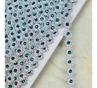 Anevous 9 m Rhinestone Chain Single Row Flowers, 1 cm Wide, Acrylic Pressing Stones on Plastic Base, DIY Applications for Clothes, Bags, Wedding Dresses, Accessories, Crafts, Sewing and Decoration