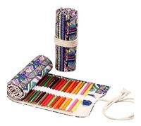 Anevous Canvas Pencil Case, Colouring Pencil Organiser, Packaging Holder, Wrap Box, Pencil Holder, Short Brush Bag, Pencil Case for Artists, Painting, Office, School, E, 36 Löcher