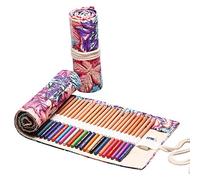 Anevous Canvas Pencil Case, Colouring Pencil Organiser, Packaging Holder, Wrap Box, Pencil Holder, Short Brush Bag, Pencil Case for Artists, Painting, Office, School, maple leaf, 24 Löcher
