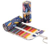 Anevous Canvas Pencil Case, Colouring Pencil Organiser, Packaging Holder, Wrap Box, Pencil Holder, Short Brush Bag, Pencil Case for Artists, Painting, Office, School, c, 48 Löcher