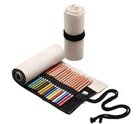 Anevous Canvas Pencil Case, Colouring Pencil Organiser, Packaging Holder, Wrap Box, Pencil Holder, Short Brush Bag, Pencil Case for Artists, Painting, Office, School, Rope, 24 Löcher