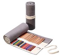 Anevous Canvas Pencil Case, Colouring Pencil Organiser, Packaging Holder, Wrap Box, Pencil Holder, Short Brush Bag, Pencil Case for Artists, Painting, Office, School, gray, 72 Löcher