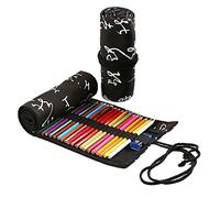 Anevous Canvas Pencil Case, Colouring Pencil Organiser, Packaging Holder, Wrap Box, Pencil Holder, Short Brush Bag, Pencil Case for Artists, Painting, Office, School, Calligraphy, 24 Löcher