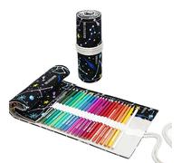 Anevous Canvas Pencil Case, Colouring Pencil Organiser, Packaging Holder, Wrap Box, Pencil Holder, Short Brush Bag, Pencil Case for Artists, Painting, Office, School, J, 72 Löcher