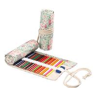 Anevous Canvas Pencil Case, Colouring Pencil Organiser, Packaging Holder, Wrap Box, Pencil Holder, Short Brush Bag, Pencil Case for Artists, Painting, Office, School, rose, 12 Löcher
