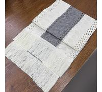 Anevous Cotton Linen Table Runner, Country House Style Table Runner with Tassels, Rectangular Tablecloth, Vintage Table Decoration for Party, Wedding, Birthday, Tabletop Table Decoration, Grey, W 30 x