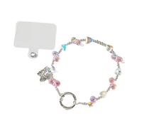 Anevous Crystal Mobile Phone Chain with Butterfly Pendant, 2-in-1 Mobile Phone Lanyard & Bracelet, Sparkling Transparent Beads, Versatile Accessory for Mobile Phone, Keys, Bag, Gift Idea, Pink