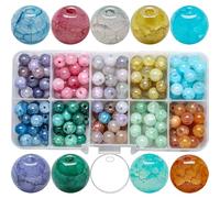 Anevous Glass Beads Set, Beads for Threading for Bracelets and Necklaces, DIY Jewellery Making Kit with Accessories, Glass Beads Craft Set, Jewellery Crafts Material Box, 8 mm, Broken, Pack of 200