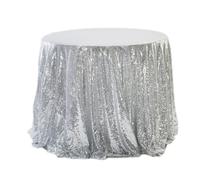 Anevous Glitter Sequin Tablecloth, Round Glitter Tablecloth, Protects and Decorative Table Runner, Plain Tablecloth for Birthday, Wedding, Party, Dining Room, Christmas, Silver, 60 cm