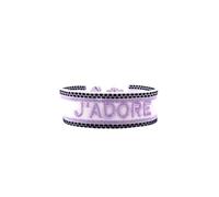 Anevous J'Adore Hand-Woven Embroidered Fabric Bracelets with Letters and Tassels, 2 cm Wide Friendship Bracelet, Partner Band for Couples, Best Friends, Cheerleader Team, Boho Textile Bracelet, Pack