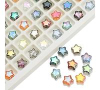 Anevous Pack of 100 Star Glass Crystal Beads, 8 mm Five-Pointed Star Spacer Beads, Mixed Colours