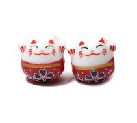 Anevous Pack of 15 Lucky Cat Ceramic Beads, Maneki Spacer Beads, Ceramic Loose Beads, Porcelain Beads for Threading for DIY Jewellery Making, Bracelets, Necklaces, Crafts, Red