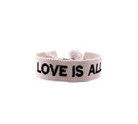 Anevous Pack of 2 Hand-Woven Embroidered Fabric Bracelets with Letters and Tassels, 2 cm Wide Friendship Bracelet, Partner Band for Couples, Best Friends, Cheerleader Team, Boho Textile Bracelet, Love