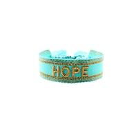 Anevous Pack of 2 Hand-Woven Embroidered Fabric Bracelets with Letters and Tassels, 2 cm Wide Friendship Bracelet, Partner Band for Couples, Best Friends, Cheerleader Team, Boho Textile Bracelet, Hope