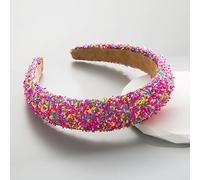 Anevous Pack of 2 Wide Headband Women's with Colourful Beads, Candy Coloured Headband, Wide Padded, Fashionable Hair Band for Make-Up and Face Care, Hair Accessories for Everyday, Party and Styling