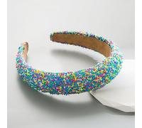 Anevous Pack of 2 Wide Headband Women's with Colourful Beads, Candy Coloured Headband, Wide Padded, Fashionable Hair Band for Make-Up and Face Care, Hair Accessories for Everyday, Party and Styling