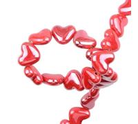 Anevous Pack of 20 Heart Ceramic Beads, 11 mm Heart Beads for Threading Bracelets, Ceramic Loose Beads Spacer Beads, Porcelain Beads for DIY Jewellery Making, Necklace, Earrings, Chain Craft, Red