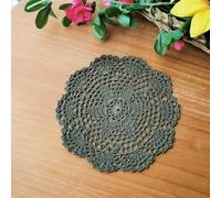 Anevous Set of 2 Embroidered Placemats, 20 cm Vintage Crochet Lace Doilies, Round Cotton Handmade Table Mat, Table Runner, Coasters for Kitchen, Dining Room Decoration, Dark Green