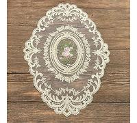 Anevous Set of 2 Lace Oval Placemats, Vintage Decorative Place Mats, 31 x 42 cm Lace Doilies Placemat, Lace Flower Embroidered Table Mat, Washable for Kitchen, Dining Room Decoration, Camel A