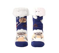 Anevous Warm Hut Socks for Men and Women, Cuddly Socks with ABS Sole, Thick Non-Slip Stopper Socks with Sherpa Fleece Lining, Christmas Socks, Slippers and Sleeping Socks, Blue Sheep