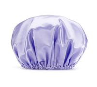 Anevous Women's Double Layer Satin Shower Cap, Waterproof Bath Cap, Elastic Hair Cap, Reusable Shower Cap for Shower, Bathing, Hair Care, Cooking, Spa and Salon, Purple, Pack of 1