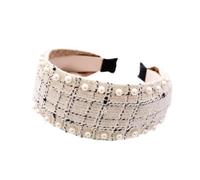 Anevous Women's Pearl Headband, Vintage Headband, Wide Retro Headbands, Pearl Hair Bands, Fabric Hair Band, Headpiece for Women, Hair Accessories, Party, Wedding, White A
