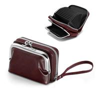 ANEW Detachable 2 in 1 Purse Wallet, Credit Card Holder Wallets with Cion Purse for Women, Womens Wallet with Zipper Wristband(Dark Red), Dark Red, Modern and Elegant