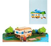 ANEWISH 3D cards, pop-up caravan greeting cards for holidays, camping, picnics and excursions,15 x 20 cm