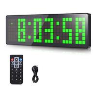 AnExer 13.2'' Gym Timer, Gym Clock, Large LED Digital Wall Clock, 12/24H Modes, Interval Clocks With Stopwatch, Training Timer With Remote Control For Home Garage (Plug In Electricity)