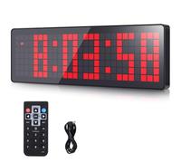 AnExer 13.2'' Gym Timer, Gym Clock, Large LED Digital Wall Clock, 12/24H Modes, Interval Timer Clocks With Stopwatch, Training Timer With Remote Control For Home Garage (Plug In Electricity)