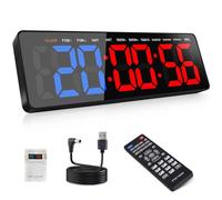 AnExer 13" Gym Timer, Gym Clock With Stopwatch, Count Down/Up, Stopwatch, Remote Control, Large LED Digital Wall Clock for TABATA, EMOM, Indoor and Outdoor