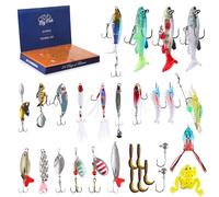 AnExer Fishing Advent Calendar 2025, Fishing Christmas Countdown Calendar, 24PCS Fishing Tackle Fishing Accessories Hooks Lure for Fisher Men Adults Teens