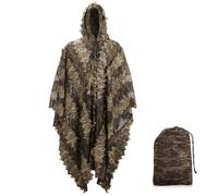 AnExer Ghillie Suit, Outdoor 3D Poncho Camo Stealth Cape Gillie Suit with Storage Bag, Breathable Ghillie Suits for Kids &Adults, Suitable for Military CS Woodland Hunting Clothing