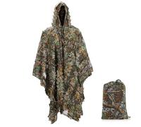 AnExer Ghillie Suit, Outdoor 3D Poncho Camo Stealth Cape Gillie Suit with Storage Bag, Breathable Ghillie Suits for Kids &Adults, Suitable for Military CS Woodland Hunting Clothing