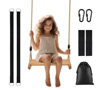AnExer Wooden Swing Seat, 16.5x9.8inch, Max Load 200lbs | Beech Tree Swing, Adjustable Rope, Hanging Swing Kit, for Adult Children Indoor Outdoor Garden Yard