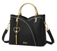 Aneza Women's Elegant Handbag - Shoulder Bag with Heart Pendant & Gold Details - Faux Leather Bag with Carry Handle & Shoulder Strap - Fashion Bag for Office, Everyday & Going Out