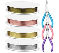 Anezus 7 Pcs Jewelry Pliers and Jewelry Beading Wire Tools Set Includes Needle Nose Pliers, Round Nose Pliers, Wire Cutters and Craft Wire for Jewelry Repair Making Supplies