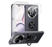 ANFAIRLACE Case Compatible with Honor Magic 7 Lite, Kickstand 360 Metal Magnetic Ring Holder Transparent Silicone Shockproof Clear Cover, Black