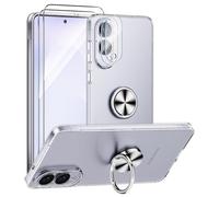 ANFAIRLACE Case Compatible with Samsung Galaxy S25 Edge, Kickstand 360 Metal Magnetic Ring Holder Transparent Silicone Shockproof Clear Cover, Silver