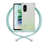ANFAIRLACE Lanyard Case Compatible with Xiaomi Redmi A5 4G, Transparent Silicone Protective Shockproof Anti Scratch Clear TPU Band Cover, Green