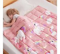 anfie Weighted Blanket Kids(36"x48" 3lbs) Weighted Blanket Cooling Blanket for Sleeping,Throw Size Breathable Blanket with Premium Glass Bead(Pink Unicorn)